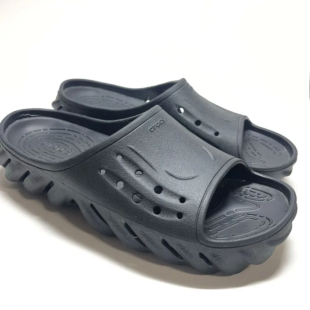Crocs Echo Slide Sandals Mens Size 13 Black Slip-On Comfort Chunky
